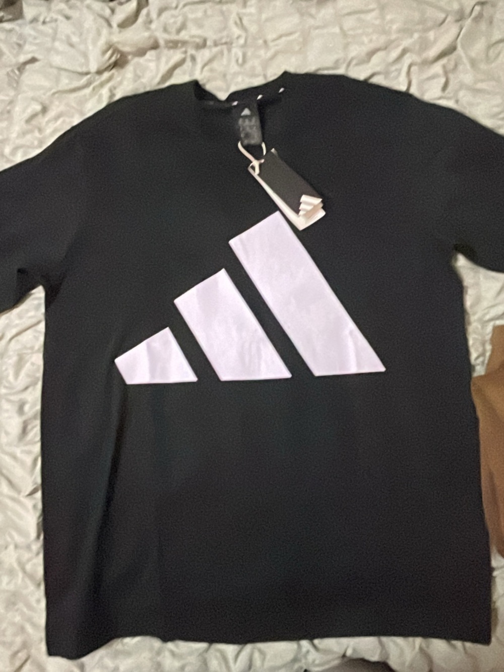 adidas Black Tee with Bold White Logo Trio